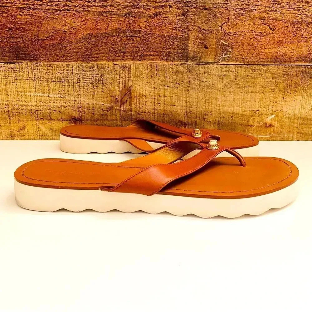 Coach Shelly Turn Lock Saddle Leather Sandals - Picture 3 of 10